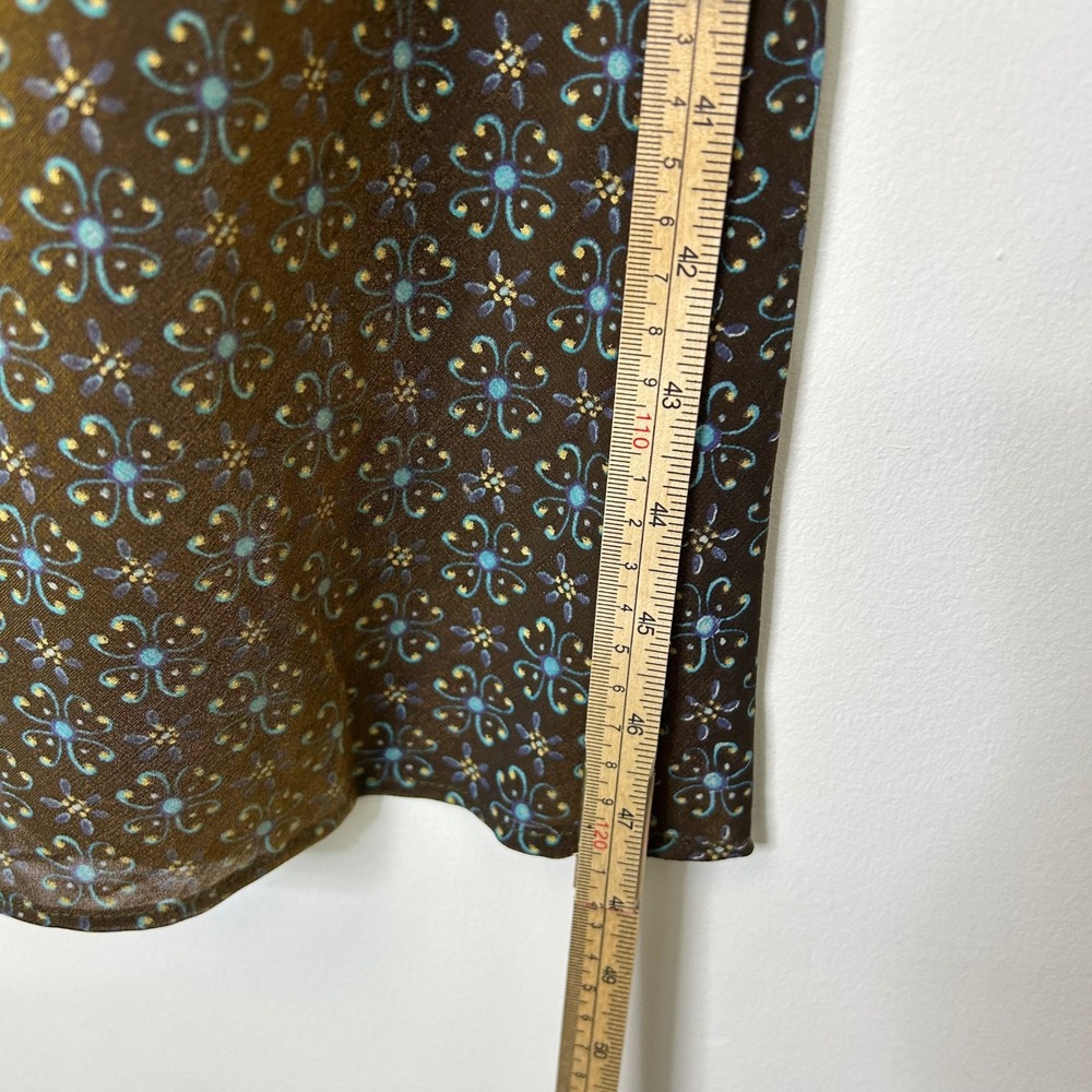 Vintage Y2K Petite Sophisticate Brown Floral Maxi Dress Women's 0 Square Neck - Picture 7 of 9